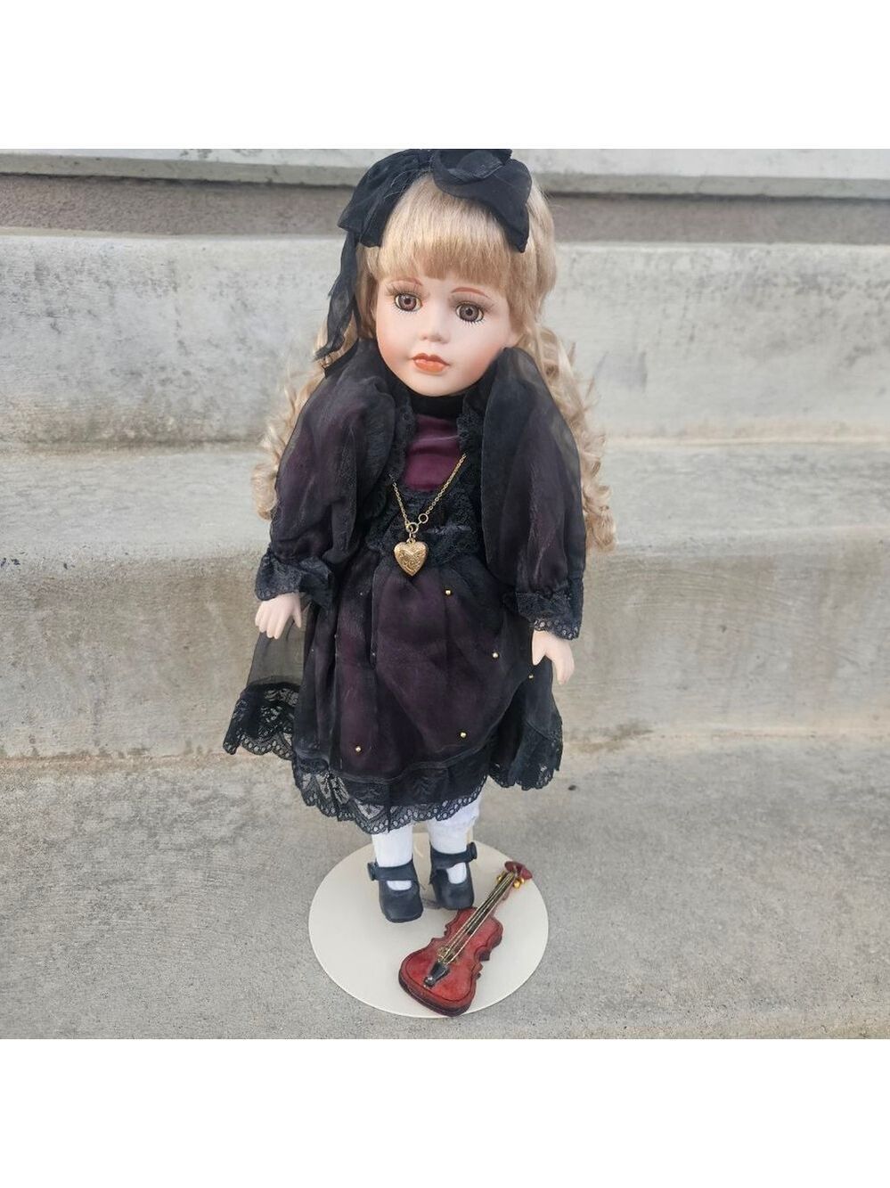 Girls KINGSTATE Porcelain Doll & Guitar Accessories One Size Black Blonde